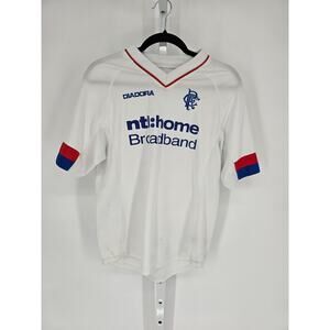 Diadora White Glasgow Rangers 2002/03 Third Short Sleeve Jersey Shirt Size S